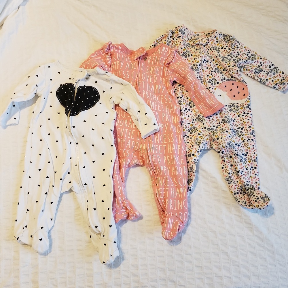 Carter's Footie Pajama Set of 3 Bundle 3-6m